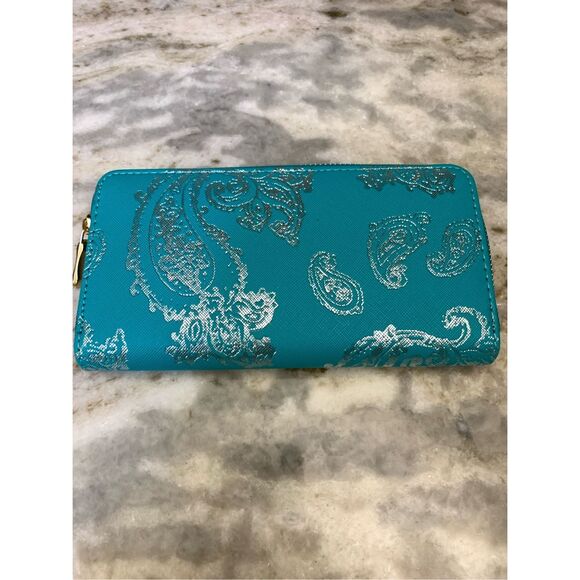 Turquoise Vintage Paisley Design Wallet #wallet - Picture 2 of 3